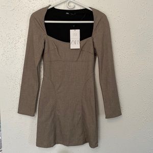 Zara Brown Long Sleeve Dress